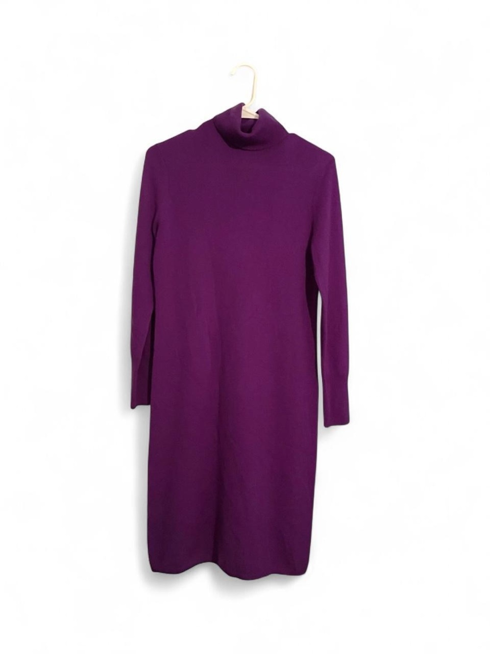 Neiman Marcus Purple Cashmere Long Sleeve Turtleneck Knee length Dress